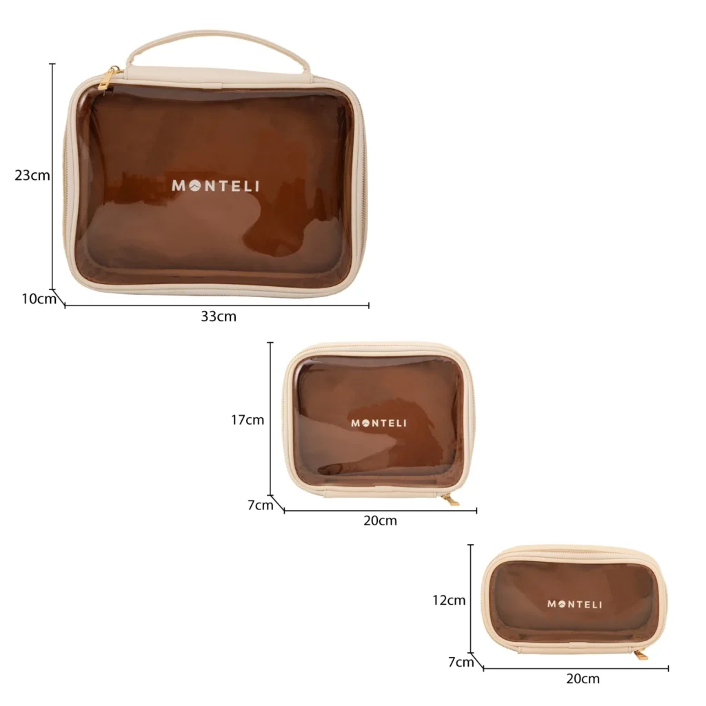 cosmetiqueras venecia juego de 3 de pu beige monteli 9430597